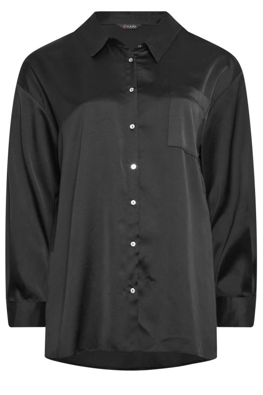 Yours Plus Size Black Satin Cuffed Sleeve Shirt | Yours Clothing  6