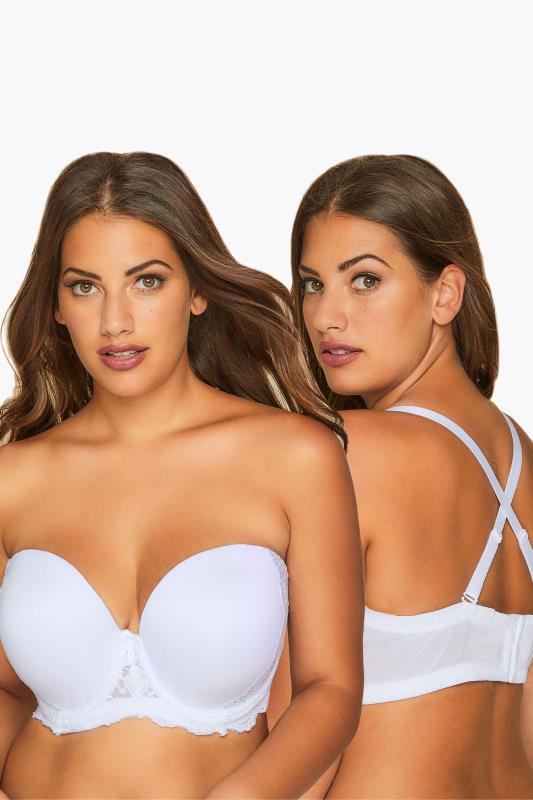 Plus Size  White Moulded Underwired Full Cup Multiway Bra With Removable Straps