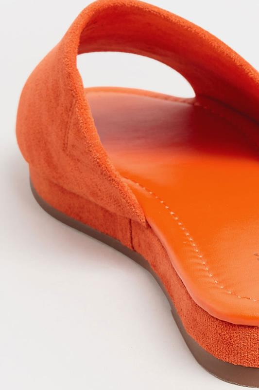 LTS Bright Orange Suede Mule Sandals In Standard Fit | Long Tall Sally  4