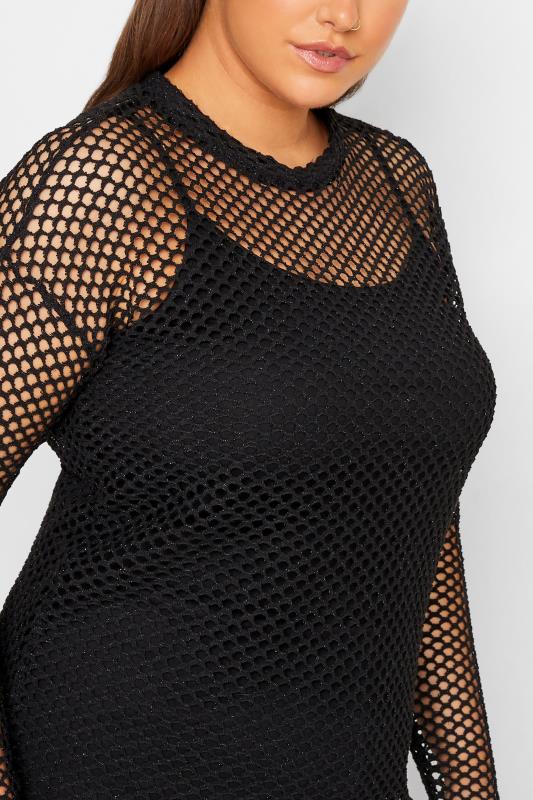 YOURS LUXURY Plus Size Black Open Knit Jumper | Yours Clothing  5