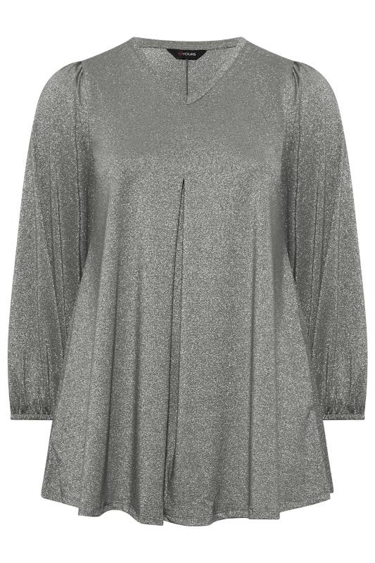 Plus Size Charcoal Grey Textured Pleat Front Top | Yours Clothing 6