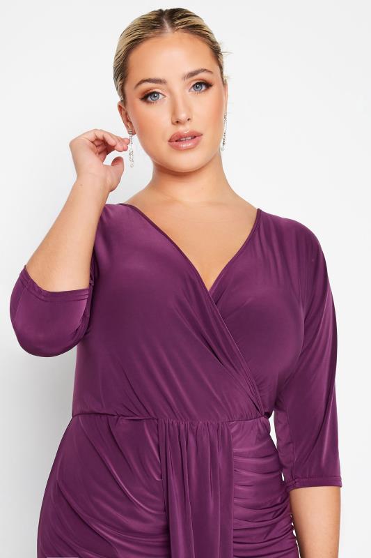 YOURS LONDON Plus Size Purple Ruffle Wrap Bodycon Dress | Yours Clothing 4