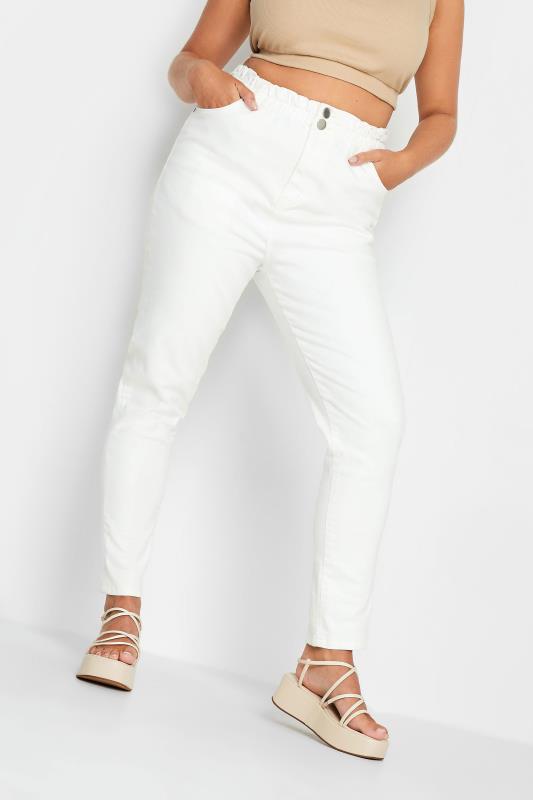  Grande Taille YOURS Curve White Stretch Elasticated Waist MOM Jeans