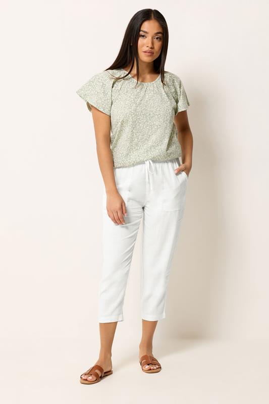 M&Co Petite White Linen Cropped Trousers | M&Co 1