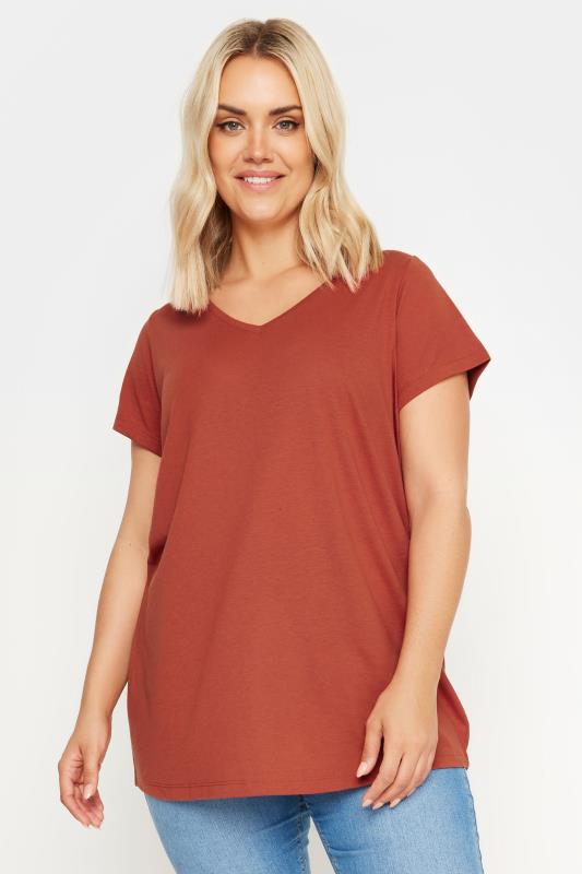 Plus Size  YOURS Curve Rust Brown Essential T-Shirt