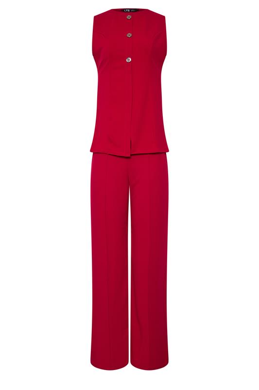 LTS Tall Women's Set Bright Red Textured Waistcoat & Wide Leg Trousers | Long Tall Sally 5