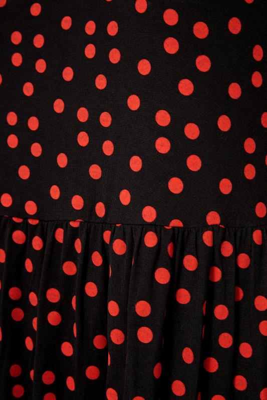 Curve Black Polka Dot Peplum Maxi Dress 5