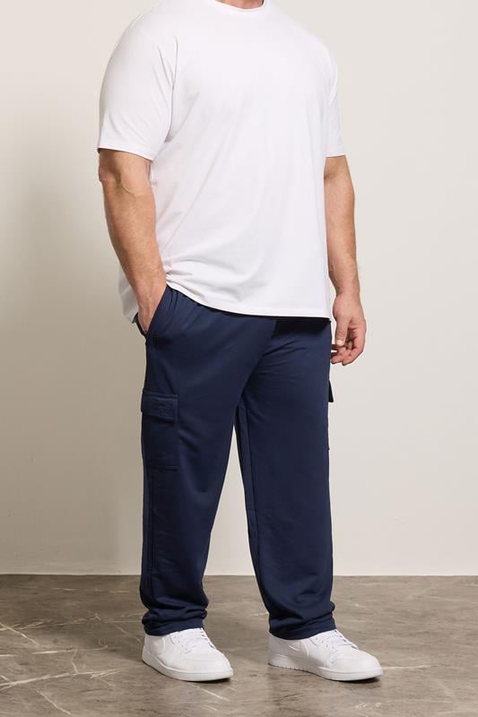Cargo Trousers KAM Big & Tall Navy Blue Cargo Joggers