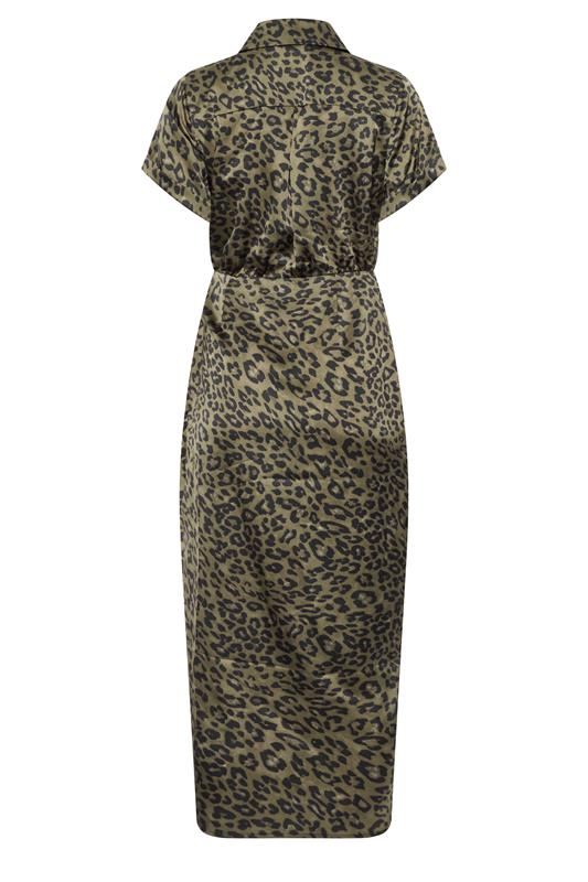STAR Khaki Green Leopard Satin Maxi Dress | StarByJM 6