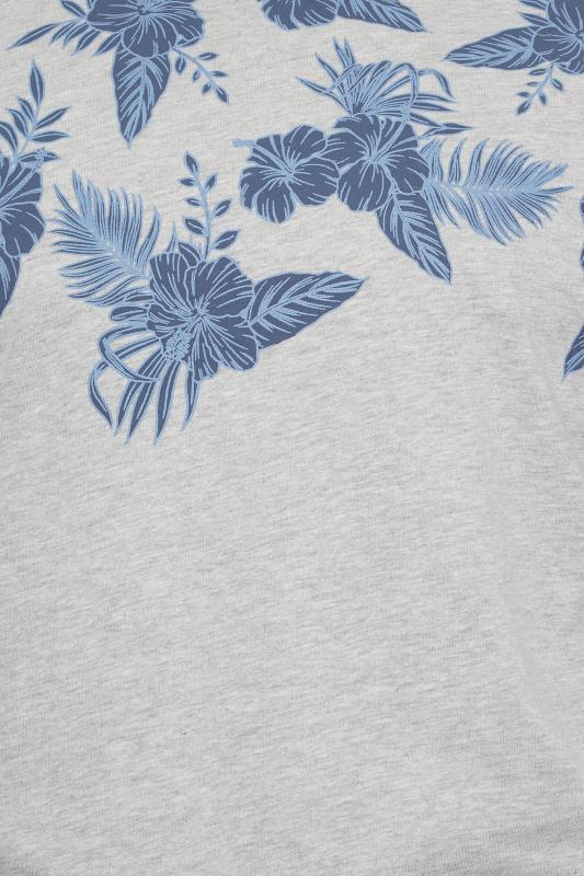 BadRhino Plus Size Mens Big & Tall Grey Hawaiian Print T-Shirt | BadRhino  2