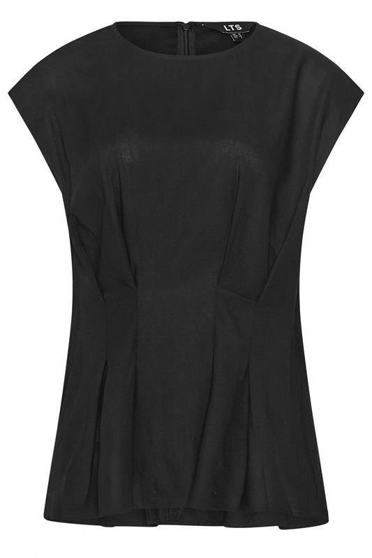 LTS Tall Black Pleated Peplum Top | Long Tall Sally 6
