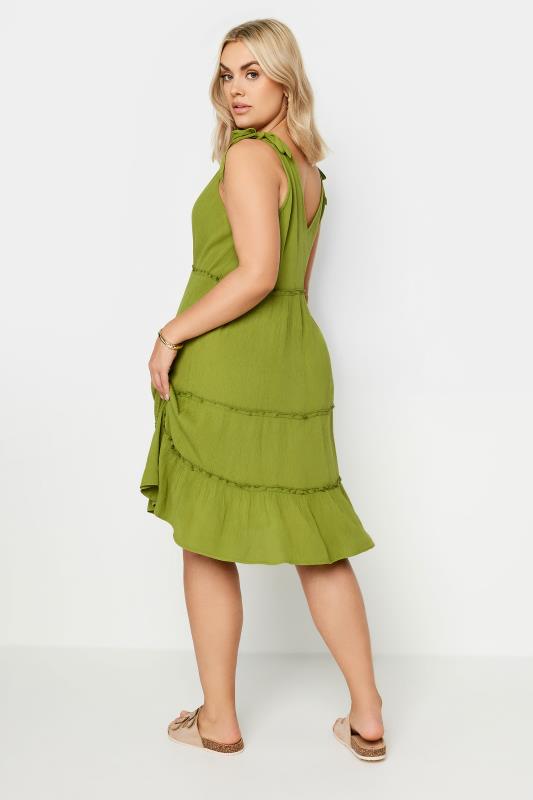 LIMITED COLLECTION Plus Size Olive Green Tiered Midi Dress | Yours Clothing 4
