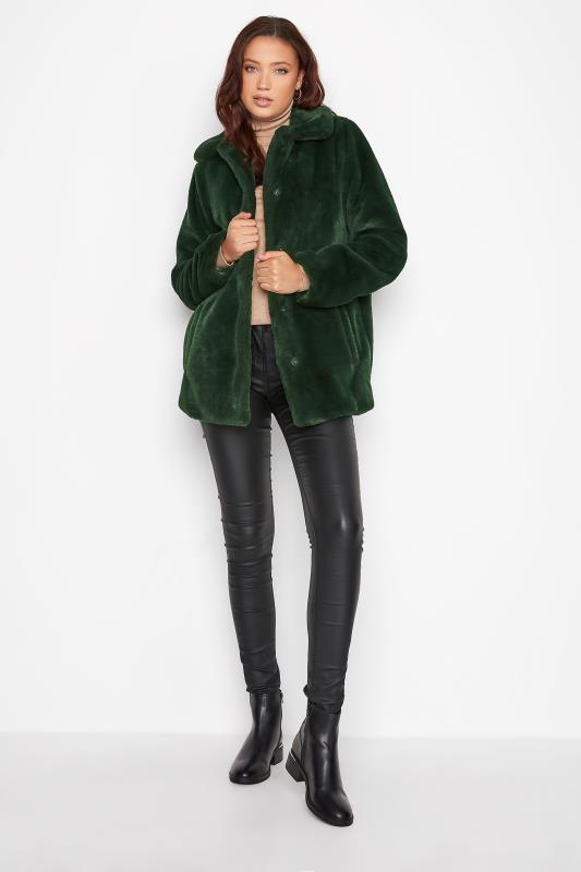 LTS Tall Dark Green Faux Fur Jacket 2