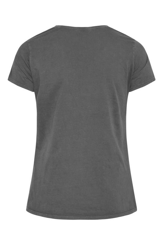 Plus Size Grey Stud Acid Wash T-Shirt | Yours Clothing 7