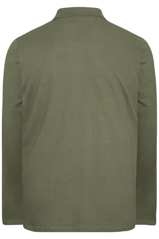 BadRhino Big & Tall Khaki Green Essential Long Sleeve Polo Shirt 4