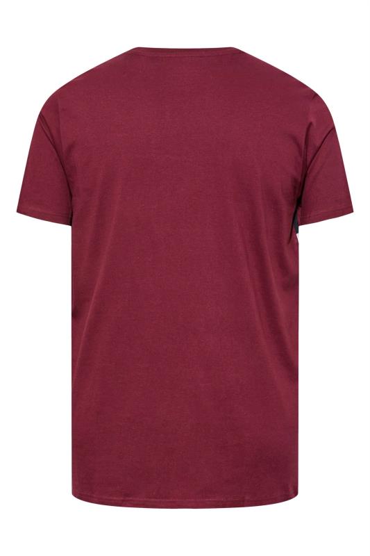 BadRhino Big & Tall Burgundy Red Colour Block Stripe T-Shirt | BadRhino 4