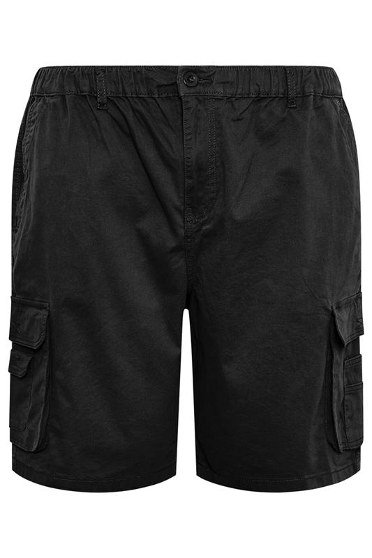 KAM Big & Tall Black Elastic Waist Cargo Shorts | BadRhino 2