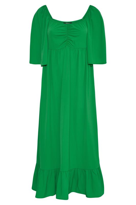 LIMITED COLLECTION Curve Green Ruched Angel Sleeve Dress 6