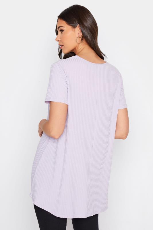 LTS Tall Lilac Purple Short Sleeve Ribbed Swing Top 3