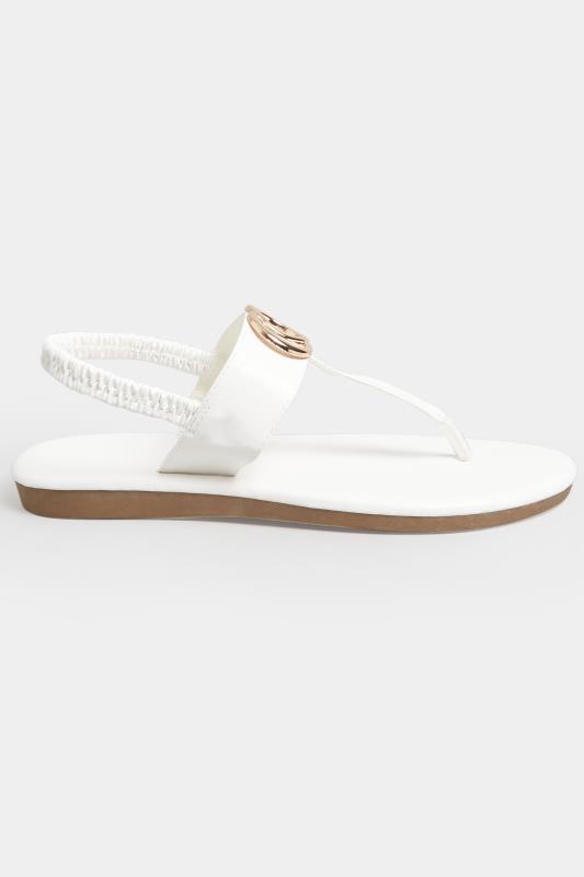 LIMITED COLLECTION White & Gold Double Ring Toe Thong Sandals In Wide E Fit & Extra Wide EEE Fit 3
