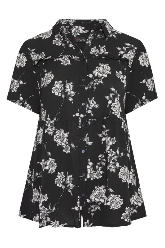 Black Floral Frill Detail Peplum Shirt_F.jpg