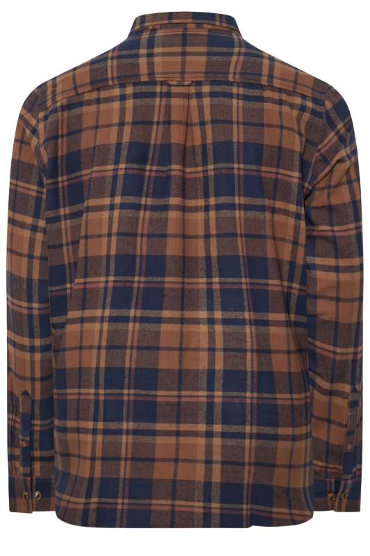 D555 Big & Tall Brown Check Print Overshirt | BadRhino 2