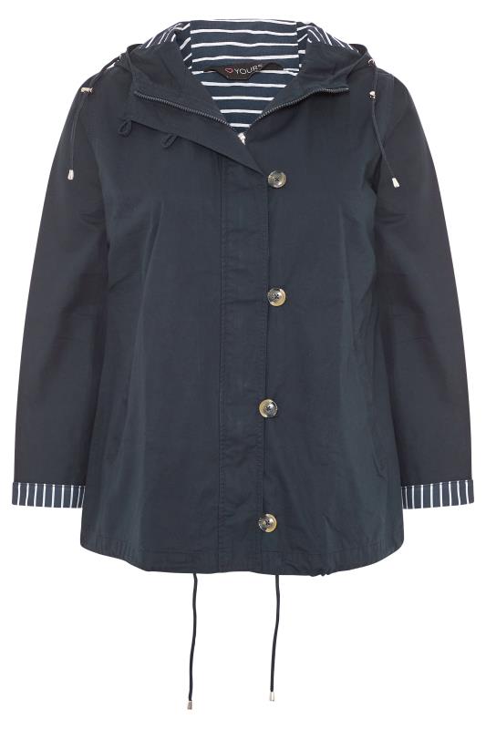 Plus Size Dark Blue Contrast Parka Jacket | Yours Clothing  5