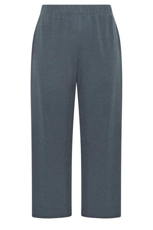 LIMITED COLLECTION Plus Size Grey Crinkle Wide Leg Trousers | Yours Clothing 5