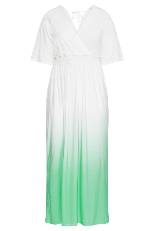 YOURS LONDON Curve White & Green Ombre Shirred Waist Maxi Dress 6