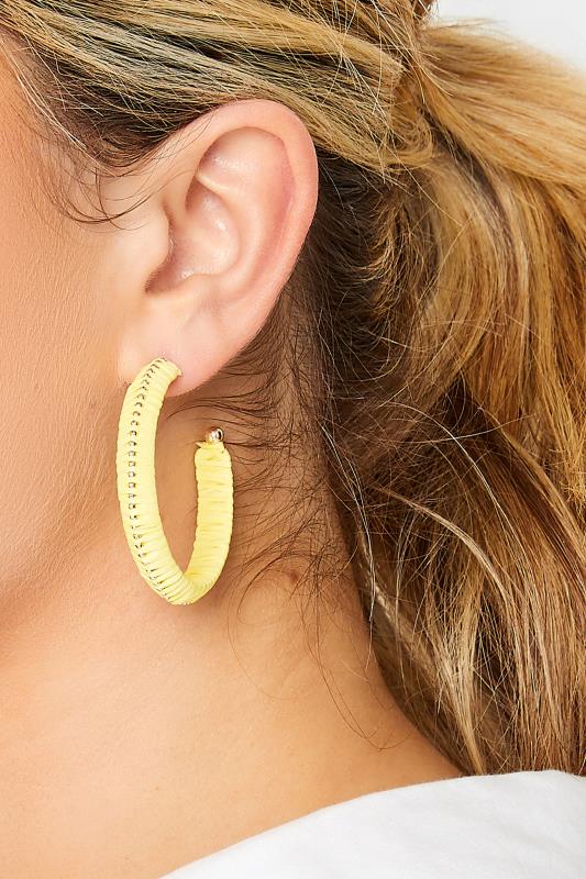 Yellow Raffia Hoop Earrings | Yours Clothing 1