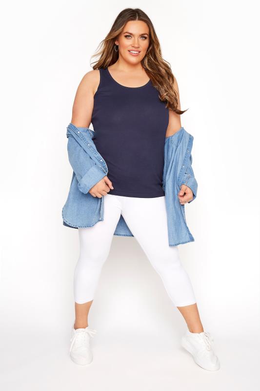 Plus Size Cropped & Short Leggings YOURS FOR GOOD White Cotton Essential Cropped Leggings