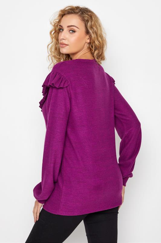 LTS Tall Purple Soft Touch Frill Top 3