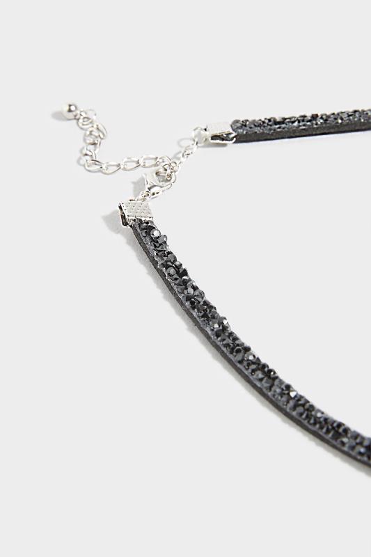 Black Glitter Gem Choker Necklace | Yours Clothing 3