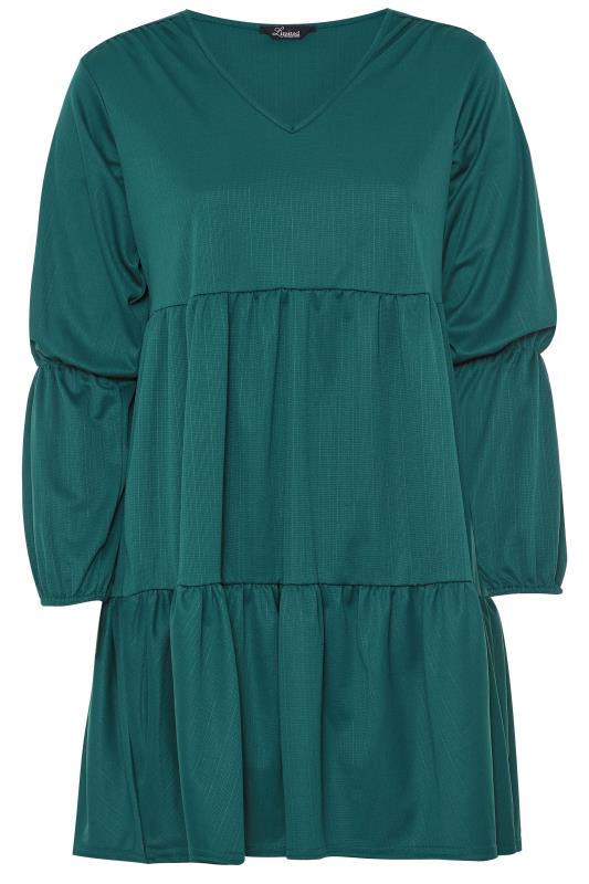 LIMITED COLLECTION Plus Size Emerald Green Tiered Smock Long Sleeve ...