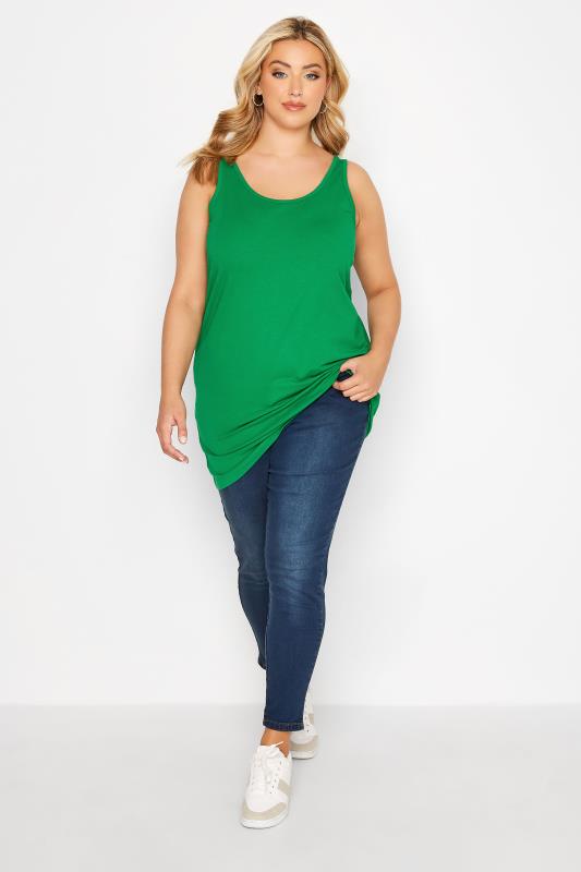 Curve Green Longline Vest Top | Yours Clothing 2