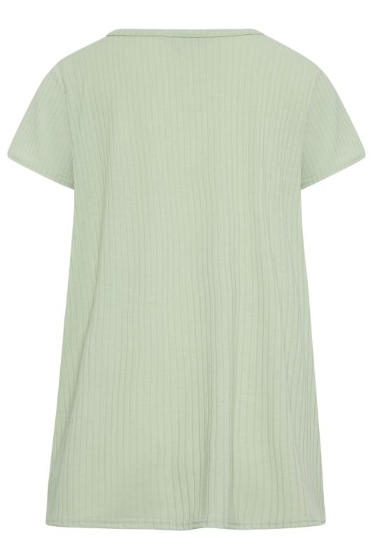 LTS Tall Women's Sage Green Ribbed V-Neck Swing Top | Long Tall Sally  7