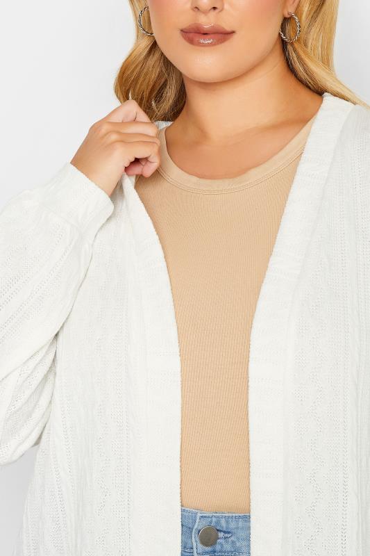 YOURS LUXURY Plus Size White Soft Touch Cable Knit Cardigan | Yours Clothing 5