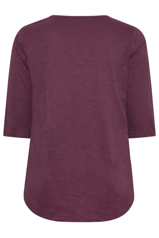 Plus Size YOURS Purple Pintuck Button Henley T-Shirt | Yours Clothing 7