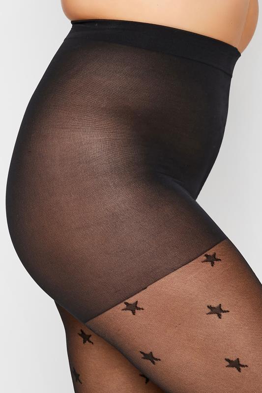 Black Star Patterned Tights | Yours Clothing 2