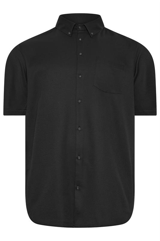 KAM Big & Tall Black Dobby Textured Shirt | BadRhino 4