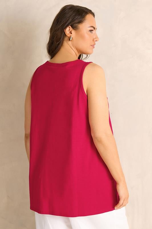 EVANS Plus Size Red Sleeveless Henley Top | Evans 2