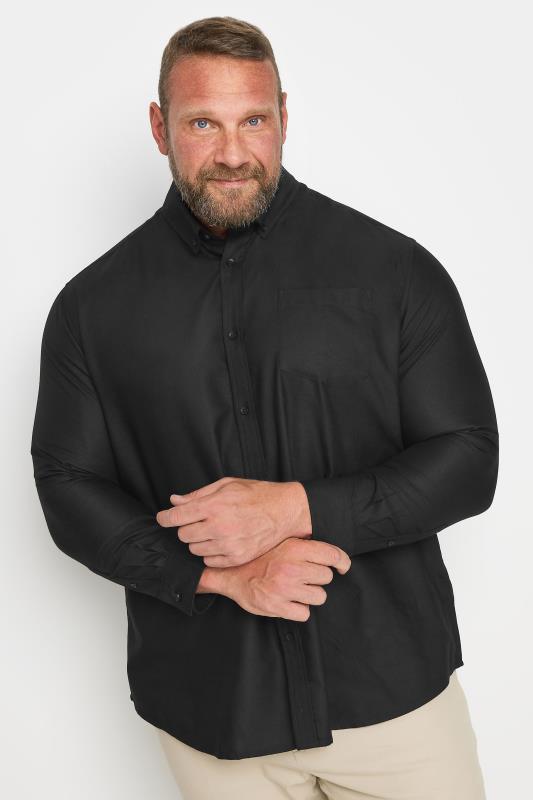 BadRhino Big & Tall Premium Black Long Sleeve Oxford Cotton Shirt 2