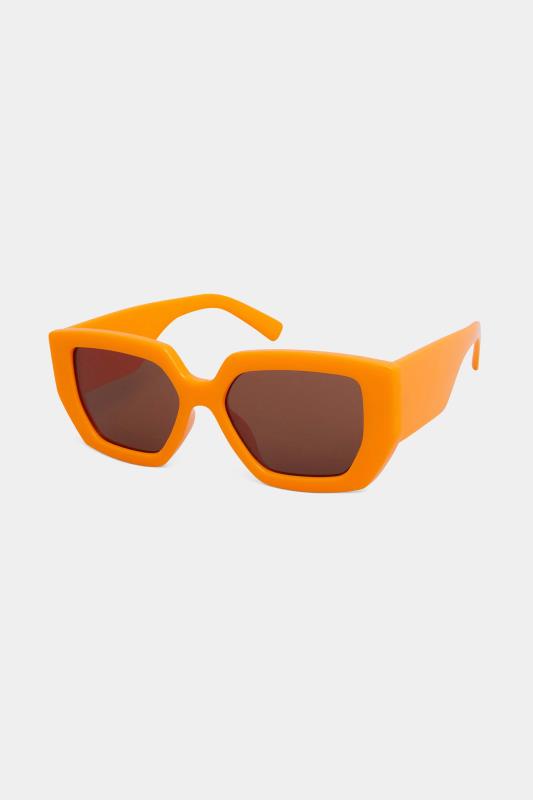 Plus Size Bright Orange Frame Oversized Sunglasses | Yours Clothing  2