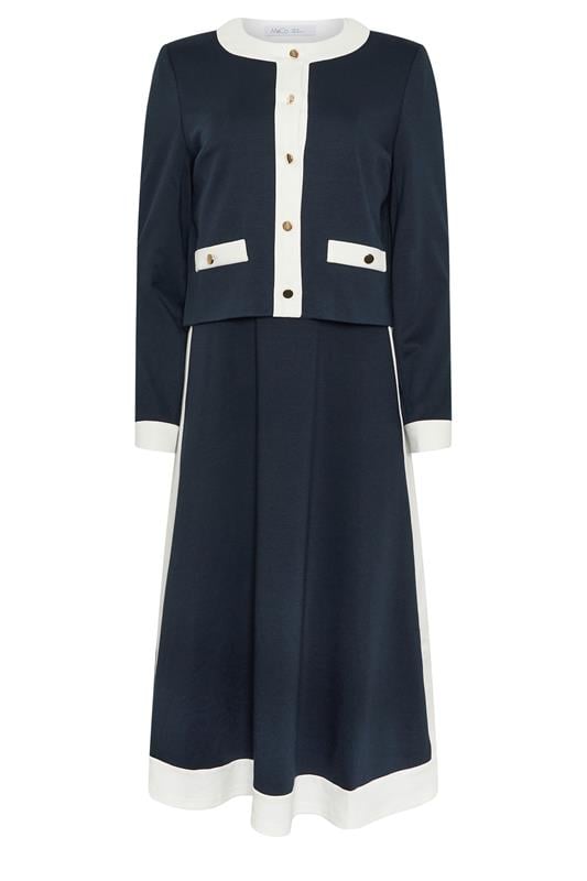 M&Co Navy Blue Colourblock Dress And Jacket Set | M&Co 6