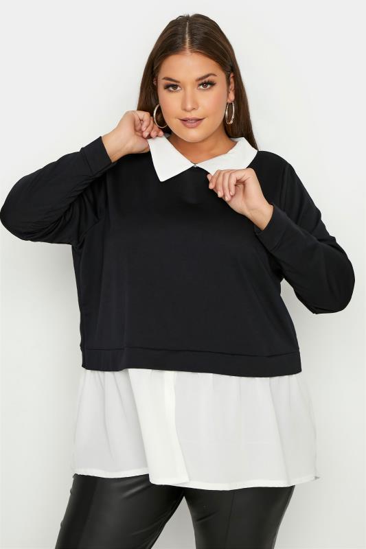 Plus Size  LIMITED COLLECTION Curve Black 2 In 1 Knitted Jumper