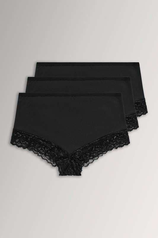 YOURSET 3 PACK Curve Black Lace Trim Briefs