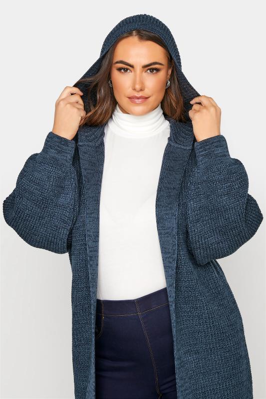 Plus Size Curve Blue Twist Longline Hooded Cardigan | Yours Clothing 4