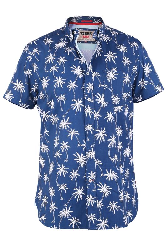  dla puszystych D555 Big & Tall Navy Blue Palm Tree Shirt