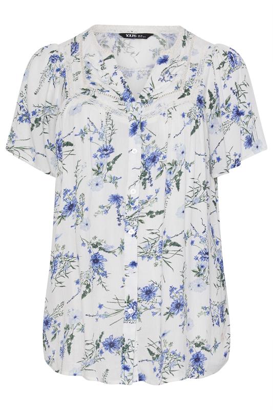 YOURS Plus Size White Floral Notch Neck Blouse | Yours Clothing 5