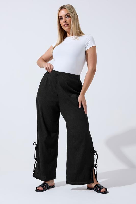 LIMITED COLLECTION Plus Size Black Tie Side Trousers | Yours Clothing 2